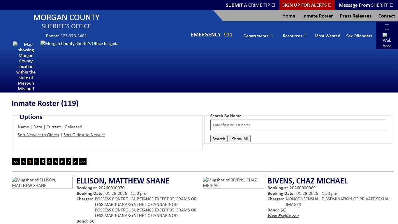 Inmate Roster - Current Inmates Booking Date Descending - Morgan County Sheriff MO